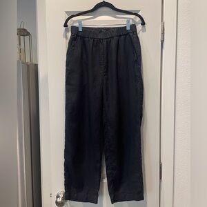 Quince 100% Linen Tapered Ankle Pant, Black, Size Small